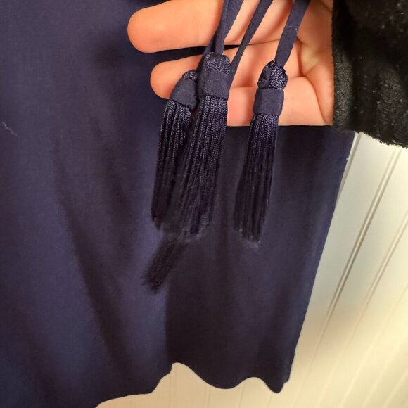 Diane Von Furstenburg Navy 3/4 Sleeve Short Dress Front Ties Small H11 - Picture 6 of 7